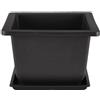Vaso + sottovaso Cinese quadrato in plastica nera per bonsai 14x14x10,5 cm - PL17H