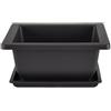 Vaso + sottovaso Cinese quadrato in plastica nera per bonsai 9,5x9,5x5 cm - PL12