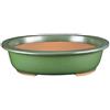 Vaso per bonsai ovale in gres smaltato verde 40x33x9,5 cm - J039d