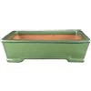 Vaso per bonsai rettangolare in gres smaltato verde 29,5x22,5x6,5 cm - J04b