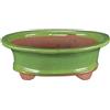 Vaso per bonsai ovale in gres smaltato verde 21,5x18x6 cm - GA3