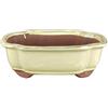 Vaso per bonsai ovale (forma mokko) in gres smaltato bianco 23x18,5x6,5 cm - GA4