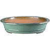 Vaso per bonsai ovale in gres smaltato verde 45x36,5x9,5 cm - J040d