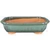 Vaso per bonsai rettangolare in gres smaltato verde 43x32x9,5 cm - J043b