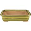 Vaso per bonsai rettangolare in gres smaltato giallo-senape verde 22,5x16x6 cm - J037d