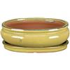 ZZZ Vaso + sottovaso per bonsai ovale in gres smaltato giallo senape 27,5x22x8 cm - GA14VS