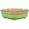 Vaso per bonsai ovale (forma mokko) in gres smaltato verde 27x20,5x6 cm - GA11