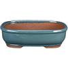 Vaso per bonsai ovale in gres smaltato verde scuro 22x17,5x7 cm - G8b