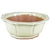 Vaso per bonsai rotondo in gres smaltato bianco 28x28x10,5 cm - J030a