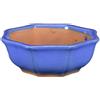 Vaso per bonsai ottagonale in gres smaltato blu 17x17x5,5 cm - G235a