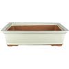 Vaso per bonsai rettangolare in gres smaltato bianco 40,5x29x8,5 cm - J02b