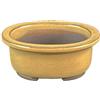 Vaso per bonsai Giapponese Morrisan ovale in gres smaltato giallo senape 10,5x8,5x4,5 cm - B03-3-1F