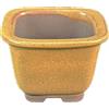 Vaso per bonsai Giapponese Morrisan quadrato in gres smaltato giallo senape 5,5x5,5x4,5 cm - B02-8-8H
