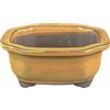 Vaso per bonsai Giapponese Morrisan rettangolare in gres smaltato giallo senape 10,5x9x4,5 cm - B03-3-6F