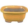 Vaso per bonsai Giapponese Morrisan rettangolare in gres smaltato giallo senape 7,5x6,5x3 cm - B02-8-12H