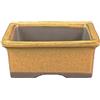 Vaso per bonsai Giapponese Morrisan rettangolare in gres smaltato giallo senape 9x7x3,5 cm - B02-8-3H