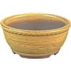 Vaso per bonsai Giapponese Morrisan rotondo in gres smaltato giallo senape 10,5x10,5x4,5 cm - B03-3-5F