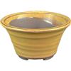 Vaso per bonsai Giapponese Morrisan rotondo in gres smaltato giallo senape 7x7x4 cm - B02-8-5H