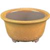 Vaso per bonsai Giapponese Morrisan rotondo in gres smaltato giallo senape 7x7x4 cm - B02-8-7H