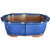Vaso per bonsai ovale (forma mokko) in gres smaltato blu 23,5x17,5x8 cm - BJA1a