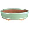 Vaso per bonsai ovale in gres smaltato verde 28,5x18x5,5 cm - BJA2Bb