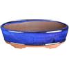 Vaso per bonsai ovale in gres smaltato blu 28,5x18x5,5 cm - BJA2Gb