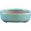 Vaso per bonsai Giapponese Morrisan ovale in gres smaltato verde acqua 8x9,5x2 cm - B02-8-9I