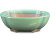 Vaso per bonsai Giapponese Morrisan ovale in gres smaltato verde acqua 9,5x7,5x3 cm - B02-8-11I