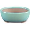 Vaso per bonsai Giapponese Morrisan ovale in gres smaltato verde acqua 9,5x7,5x3,5 cm - B02-8-1I