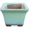 Vaso per bonsai Giapponese Morrisan quadrato in gres smaltato verde acqua 5,5x5,5x4,5 cm - B02-8-2I