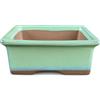 Vaso per bonsai Giapponese Morrisan rettangolare in gres smaltato verde acqua 9x7x3,5 cm - B02-8-3I