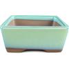 Vaso per bonsai Giapponese Morrisan rettangolare in gres smaltato verde acqua 9x7x3,5 cm - B02-8-4I