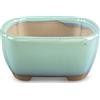 Vaso per bonsai Giapponese Morrisan rettangolare in gres smaltato verde acqua 9x7x3,5 cm - B02-8-6I
