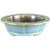 Vaso per bonsai rotondo (forma a fior di loto) in gres smaltato azzurro-verde 32,5x32,5x9,5 cm - TY133b1