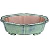 Vaso per bonsai esagonale in gres smaltato verde 15,5x15,5x4 cm - ZX66N