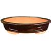 Vaso per bonsai ovale in gres smaltato marrone 55x42,5x10,5 cm - 2828Da