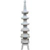 Pagoda cinese in pietra (granito rosa) scolpita a mano, GO JU TOU, alta 180 cm - GL301H180
