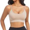 ONEW Reggiseno da donna senza ferretto, imbottito, push up, lingerie, reggiseno yoga, senza cuciture, con spalline sottili, Nero , L