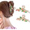 XULIDEONG Mollette di Metallo Fragola, 2 Pezzi Hair Clip Strawberry, Fragola Fermaglio Capelli, Pinze per Capelli in Metallo, Pinza Grande Oro, Fruit Hair Accessories, per Donne e Ragazze