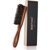 BESTOOL Spazzola per capelli, spazzola per barba con setole di cinghiale per la cura quotidiana della barba, spazzola da uomo con manico in legno di faggio (marrone)
