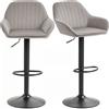 HOMCOM Set 2 Sgabelli da Bar in velluto Girevole con poggiapiedi e altezza regolabile, 50.5x50x107cm, Grigio | Aosom Italy