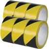 Q-Connect Nastro di Segnalazione Giallo e Nero Confezione da 6 Rotoli 48 mm x 20 m PVC 150 µm Alta Visibilità KF04383