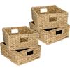 HMF Cestino portaoggetti, cestino intrecciato in giunco acquatico | Set da 4 | adatto per metà scomparto Kallax | 30 x 34 x 15 cm