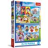 Trefl - Puzzle 2in1: PAW Patrol, La Squadra dei Cuccioli Comanda - 2 x 70 Pezzi, Coppia di Puzzle per Bambini dai 4 anni