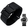 BINLUN Cinturino per Orologio in Nylon Elastico di Ricambio Militare Cinturino a Strappo Paracadute Marina Nazionale per Uomo Donna Fibbia Nero/Argento 18/20/22mm