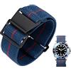 BINLUN Cinturino per Orologio in Nylon Elastico di Ricambio Militare Cinturino a Strappo Paracadute Marina Nazionale per Uomo Donna Fibbia Nero/Argento 18/20/22mm