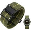 BINLUN Cinturino per Orologio in Nylon Elastico di Ricambio Militare Cinturino a Strappo Paracadute Marina Nazionale per Uomo Donna Fibbia Nero/Argento 18/20/22mm