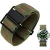 BINLUN Cinturino per Orologio in Nylon Elastico di Ricambio Militare Cinturino a Strappo Paracadute Marina Nazionale per Uomo Donna Fibbia Nero/Argento 18/20/22mm