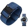 BINLUN Cinturino per Orologio in Nylon Elastico di Ricambio Militare Cinturino a Strappo Paracadute Marina Nazionale per Uomo Donna Fibbia Nero/Argento 18/20/22mm