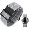 BINLUN Cinturino per Orologio in Nylon Elastico di Ricambio Militare Cinturino a Strappo Paracadute Marina Nazionale per Uomo Donna Fibbia Nero/Argento 18/20/22mm